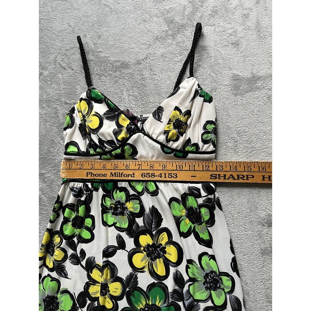 Vintage Y2K Stretchy Floral Dress Small Braided Spaghetti‎ Straps Cocktail - Picture 11 of 15